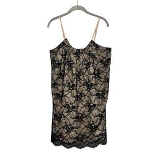 Moda International Women’s Black Nude Lace Slip Mini Dress Size 8